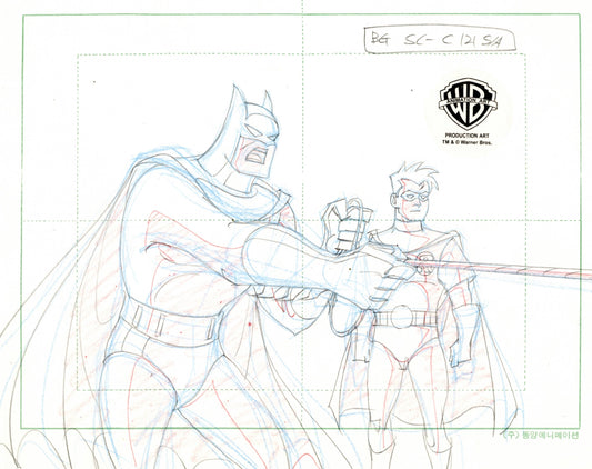 Batman The Animated Series Original Production Drawing: Batman and Robin