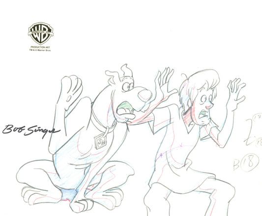 Scooby-Doo Original Production Drawing Signed by Bob Singer: Scooby, Shaggy