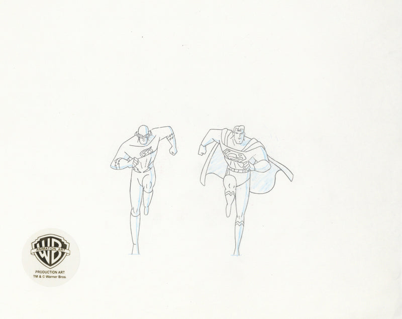 Superman the Animated Series Original Production Drawing: Superman and Flash