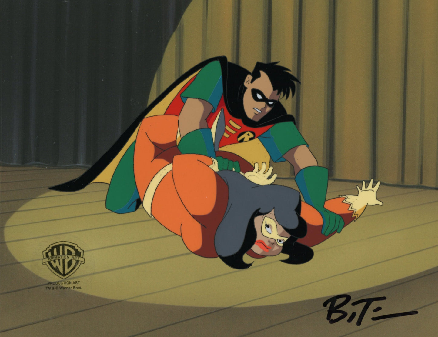 Batman The Animated Series Original Production Cel signed by Bruce Timm: Robin, Mighty Mom