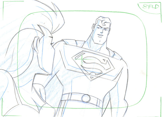 Superman the Animated Series Original Production Drawing: Superman and Volcana