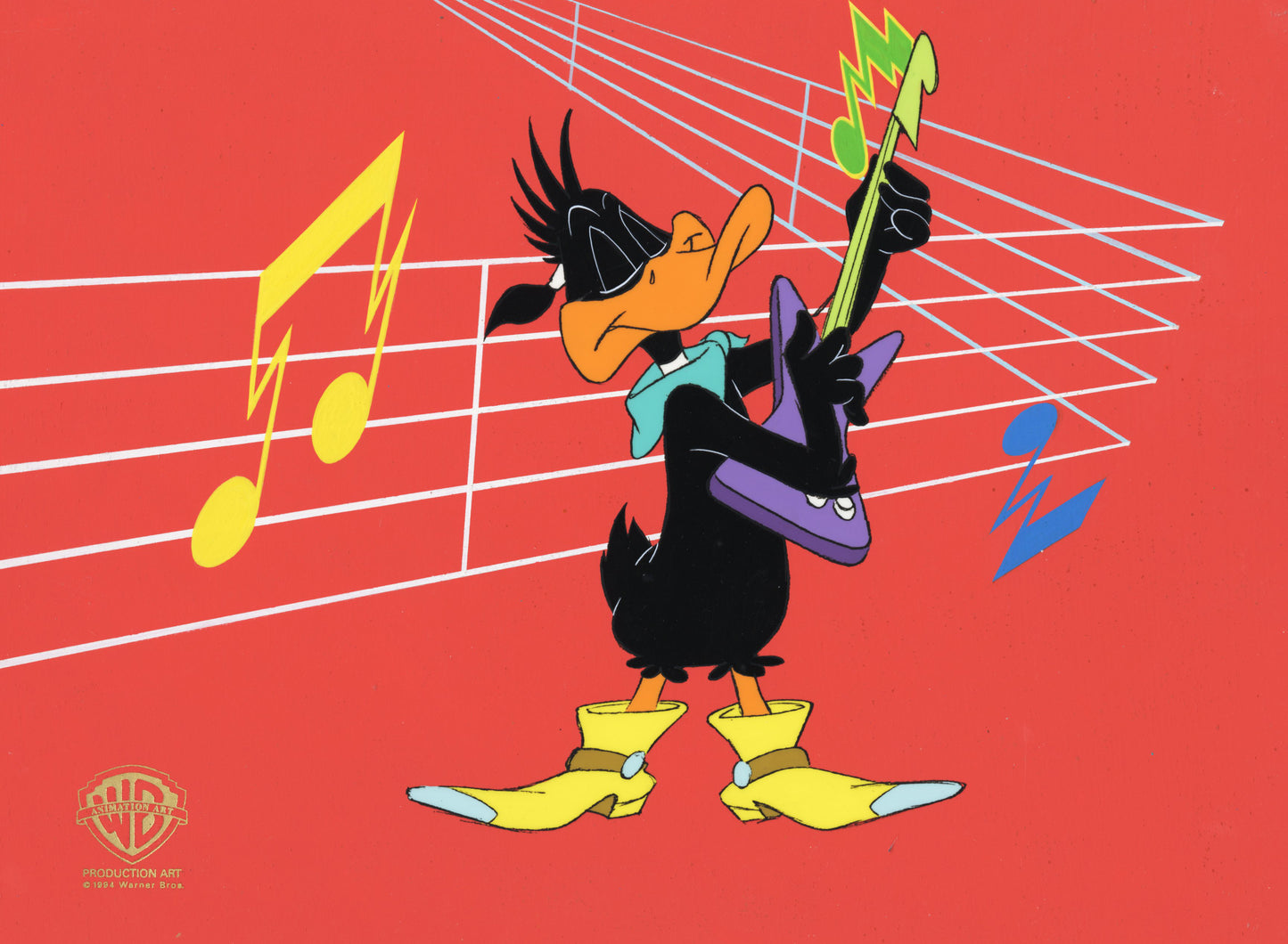 Looney Tunes Original Production Cel on Original Background: Daffy Duck