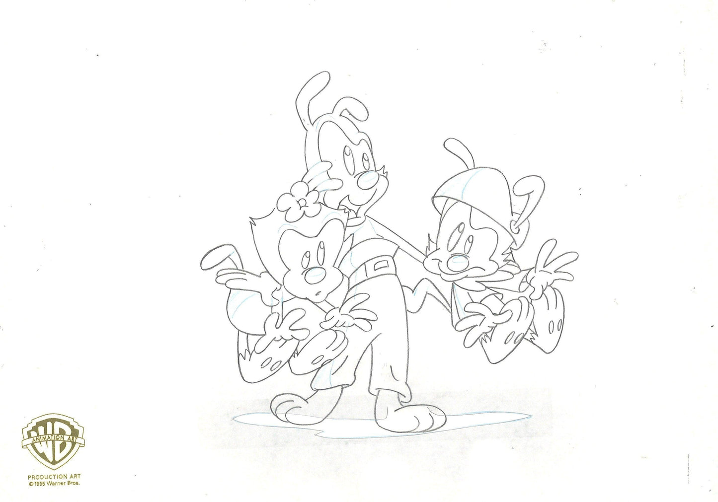 Animaniacs Original Production Drawing: Yakko, Wakko, and Dot Original Production Drawing Warner Bros. Studio Art Unframed 