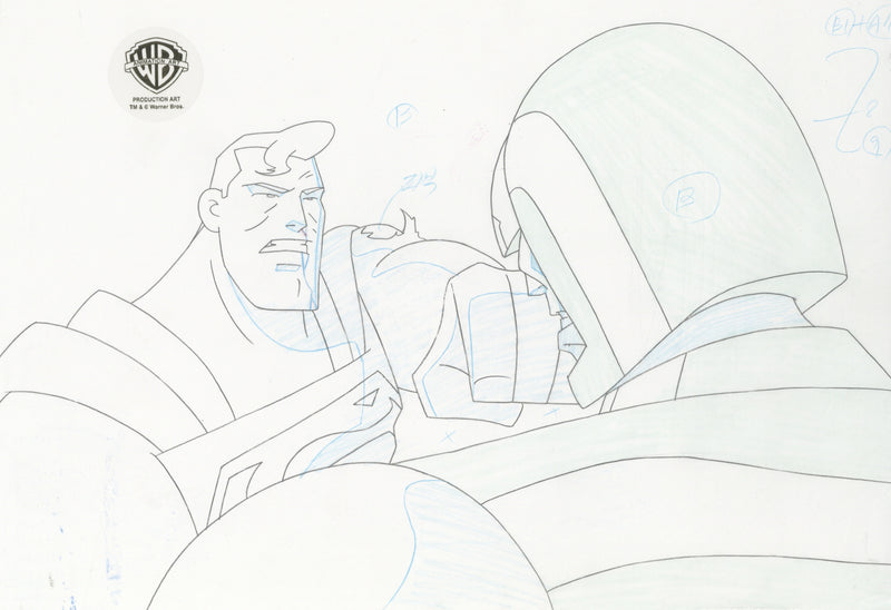 Superman the Animated Series Original Production Drawing: Superman and Darkseid