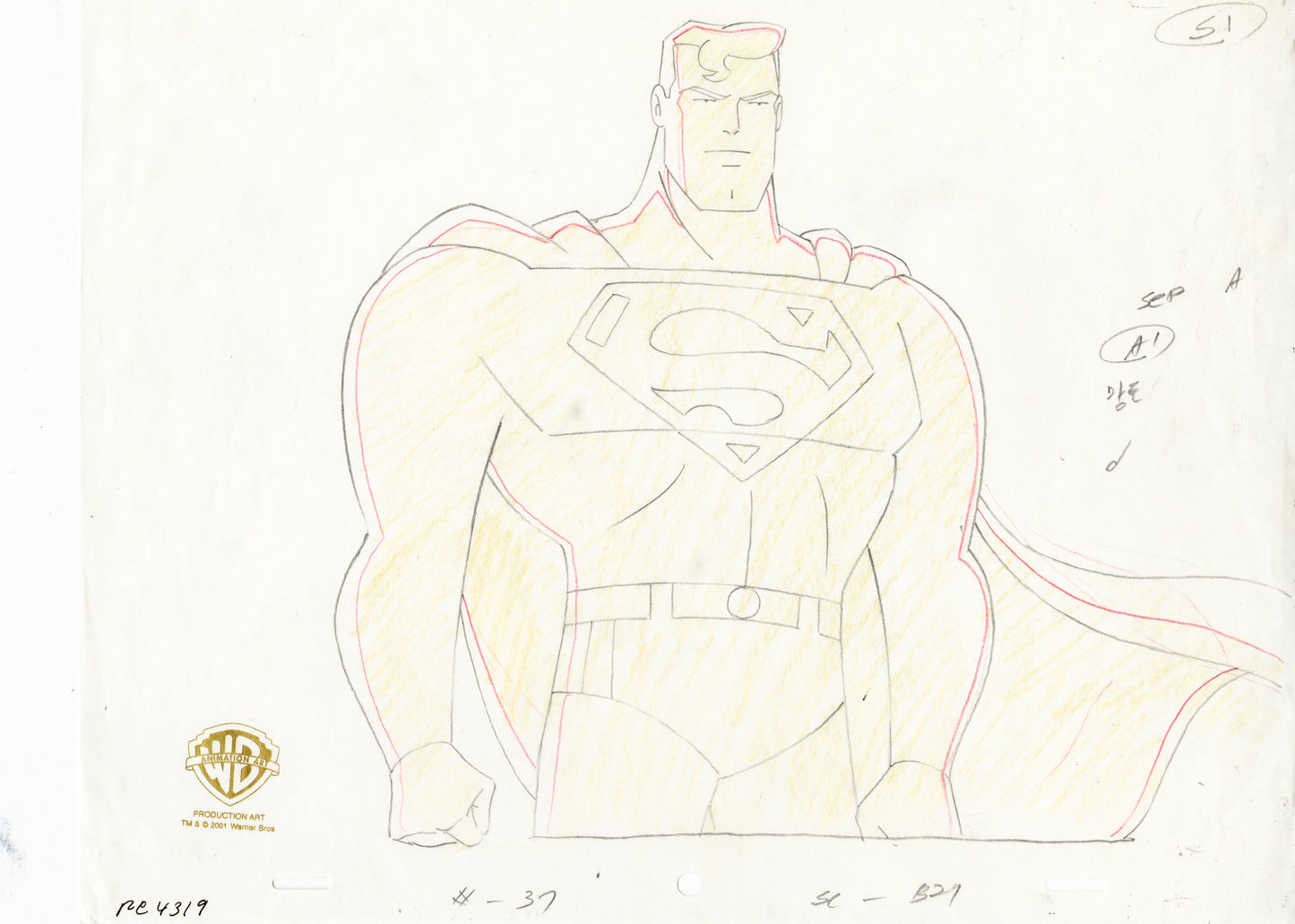 Superman the Animated Series Original Production Drawing: Superman