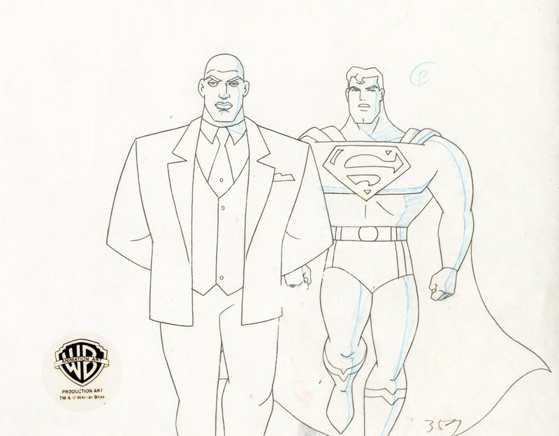 Superman the Animated Series Original Production Drawing: Superman and Lex Luthor