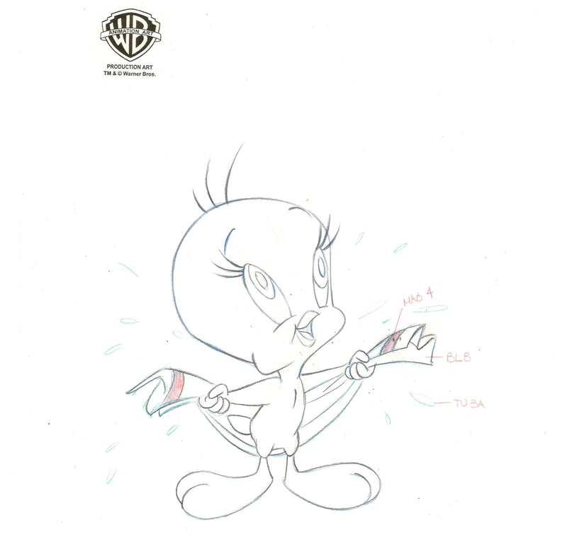 Looney Tunes Publicity Still Drawing: Tweety Bird Original Production Drawing Warner Bros. Studio Art Unframed 