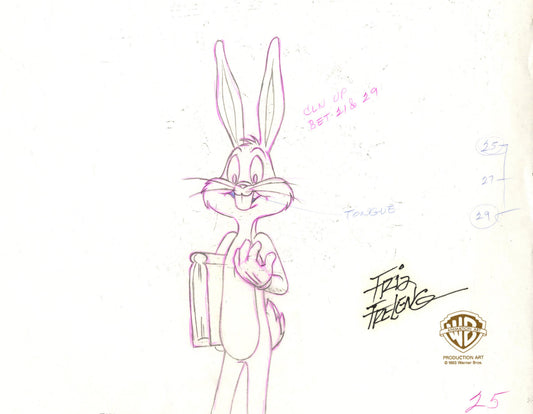 Looney Tunes Original Production Drawing: Bugs Bunny Signed by Friz Freleng