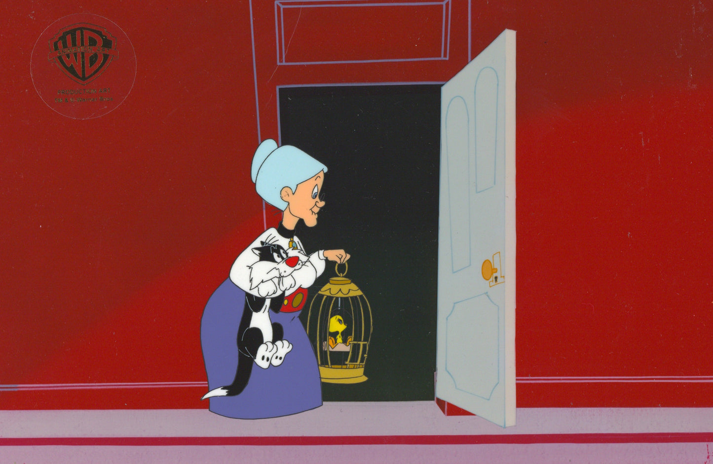 Looney Tunes Original Production Cel: Tweety, Sylvester, and Granny
