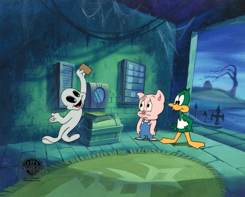 Tiny Toons Original Production Cel on Original Background: Plucky Duck and Hamton