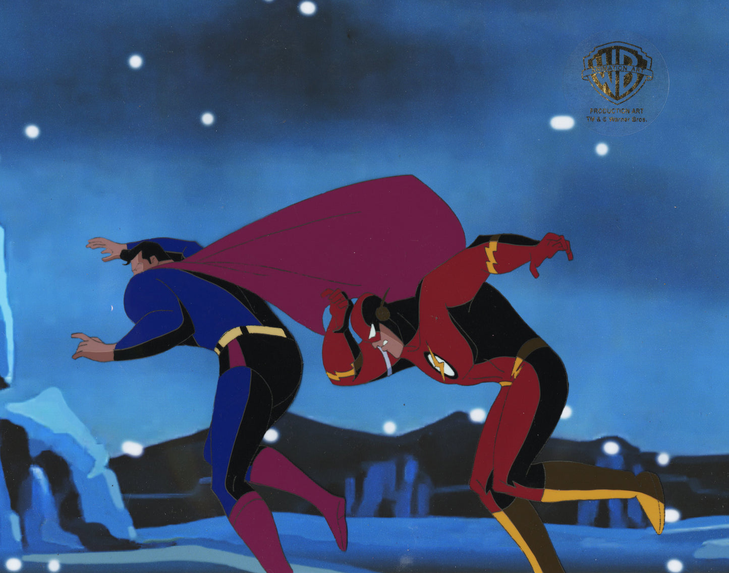 Superman the Animated Series Original Production Cel: Superman and Flash