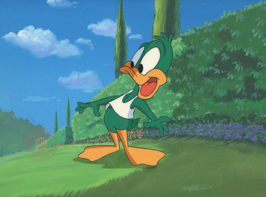 Tiny Toons Original Production Cel on Original Background: Plucky Duck
