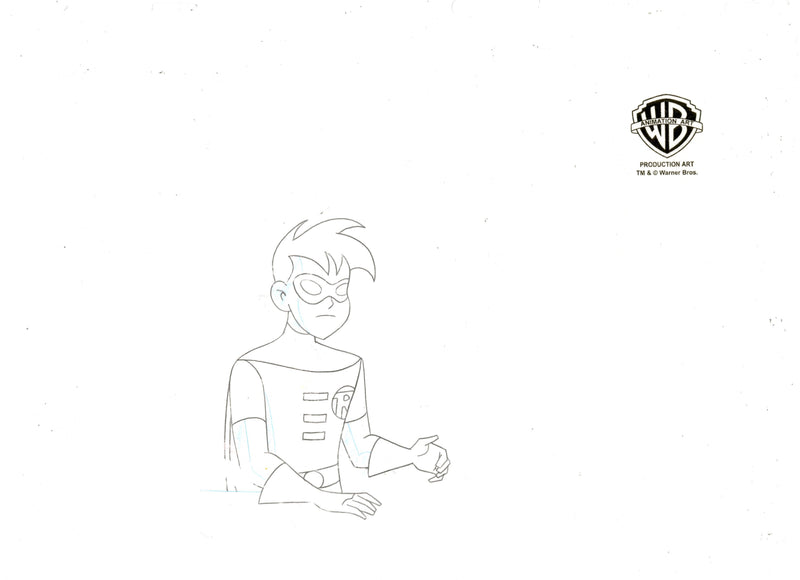 Superman the Animated Series Original Production Cel With Matching Drawing: Superbat and Robin