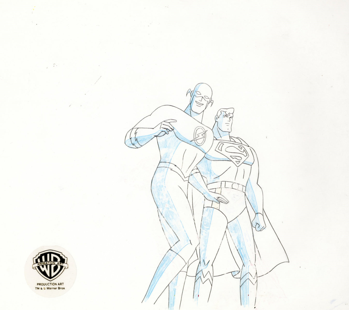 Justice League Original Production Drawing: Superman and Flash