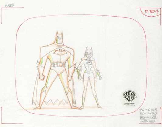 The New Batman Adventures Original Production Drawing: Batman and Batgirl