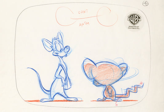 Pinky And The Brain Original Production Drawing: Pinky and Brain