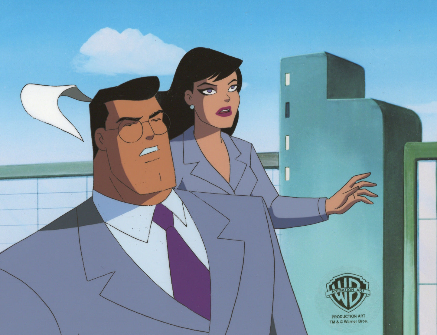 Superman the Animated Series Original Production Cel: Clark Kent and Lois Lane