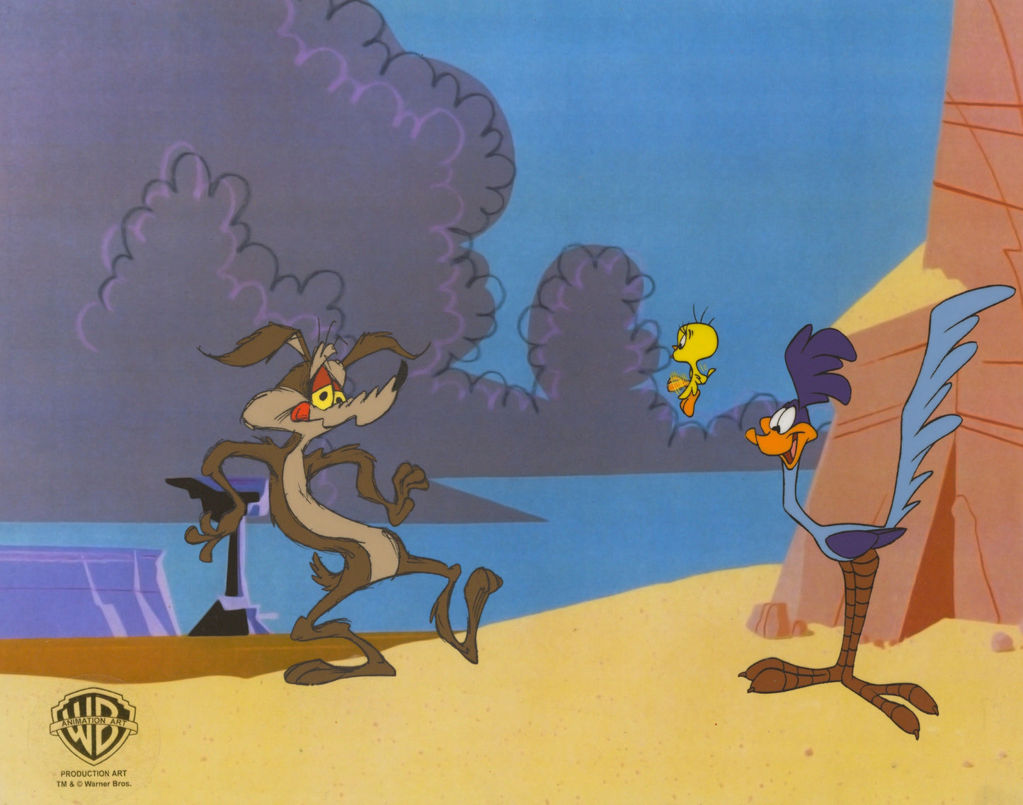 Looney Tunes Original Production Cel: Wile E. Coyote, Roadrunner, and Tweety