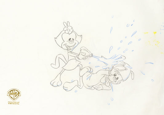 Animaniacs Original Production Drawing: Wakko and Dot
