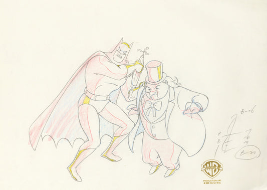 Batman The Animated Series Original Production Drawing: Batman and Penguin