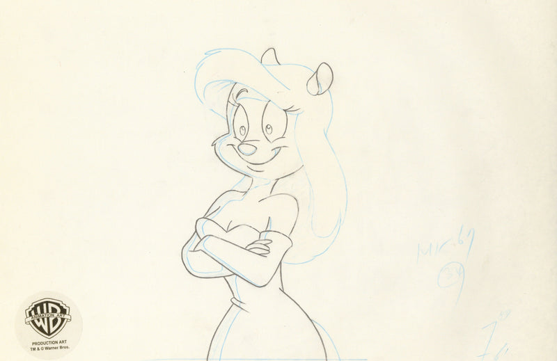 Animaniacs Original Production Cel with Matching Drawing: Minerva