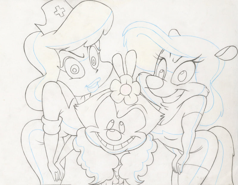 Animaniacs Original Production Cel with Matching Drawing: Nurse, Dot, and Minerva