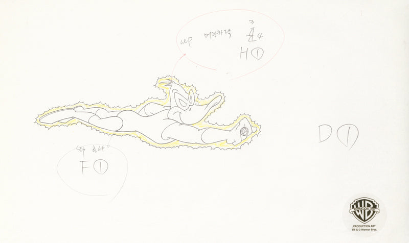 Duck Dodgers Original Production Drawing:  Green Loontern