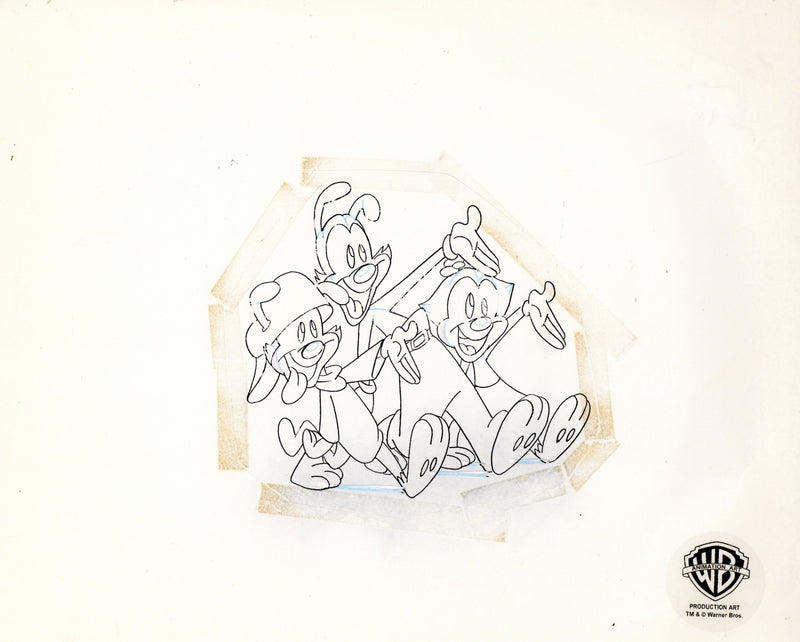 Animaniacs Original Production Cel with Matching Drawing: Yakko, Wakko and Dot