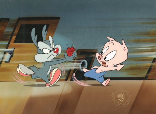 Tiny Toons Original Production Cel: Calamity Coyote and Hamton J. Pig