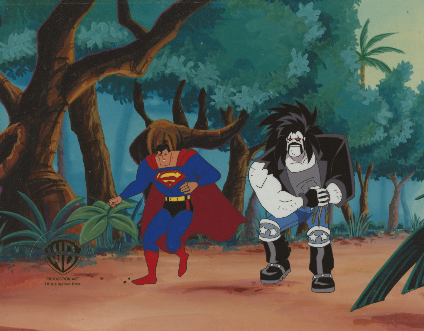 Superman the Animated Series Original Production Cel: Superman and Lobos