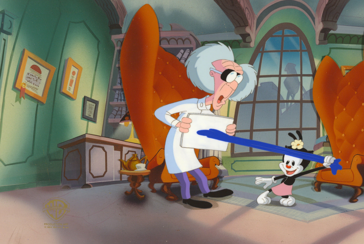 Animaniacs Original Production Cel: Dot and Dr. Scratchansniff