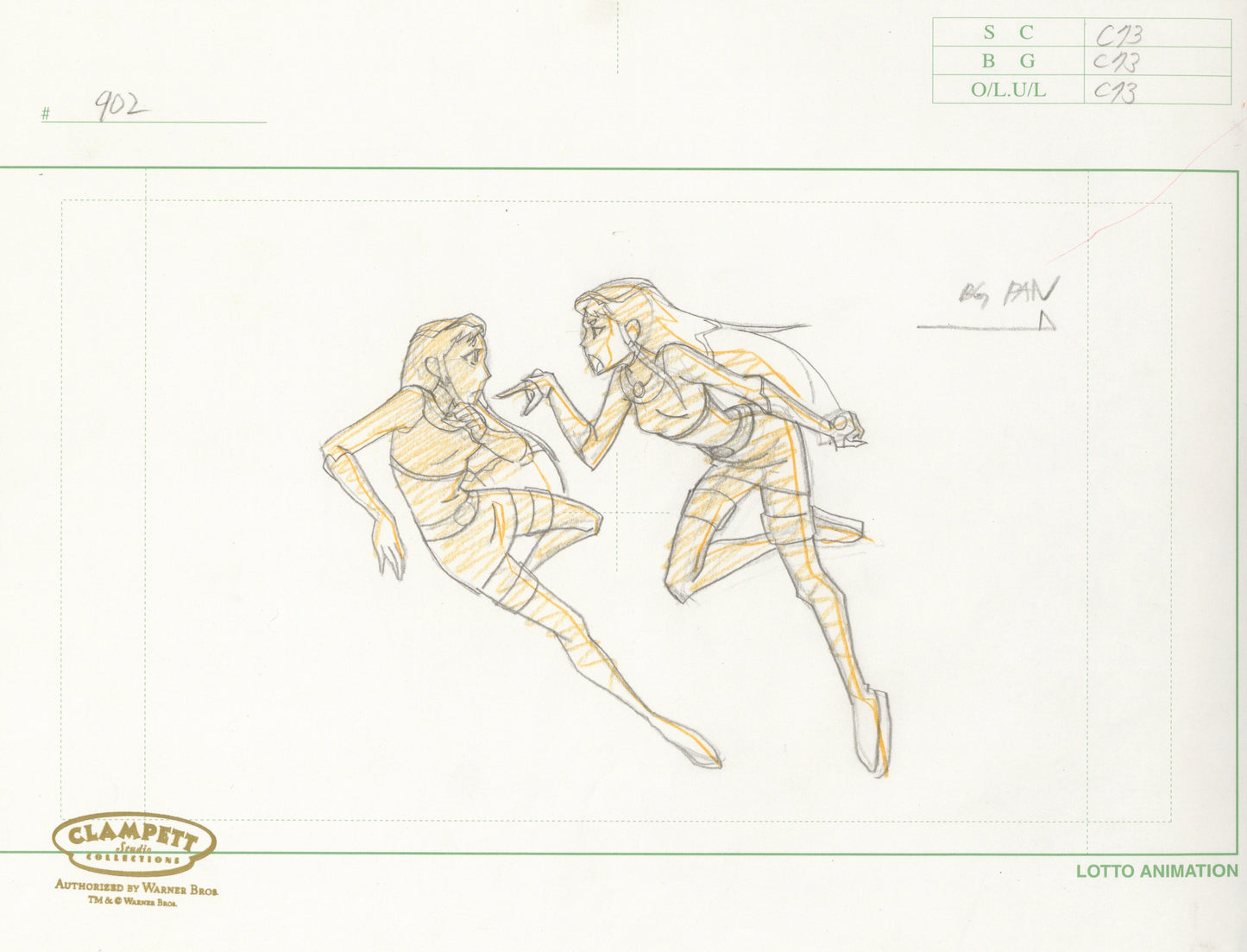 Teen Titans Original Production Drawing: Starfire and Blackfire