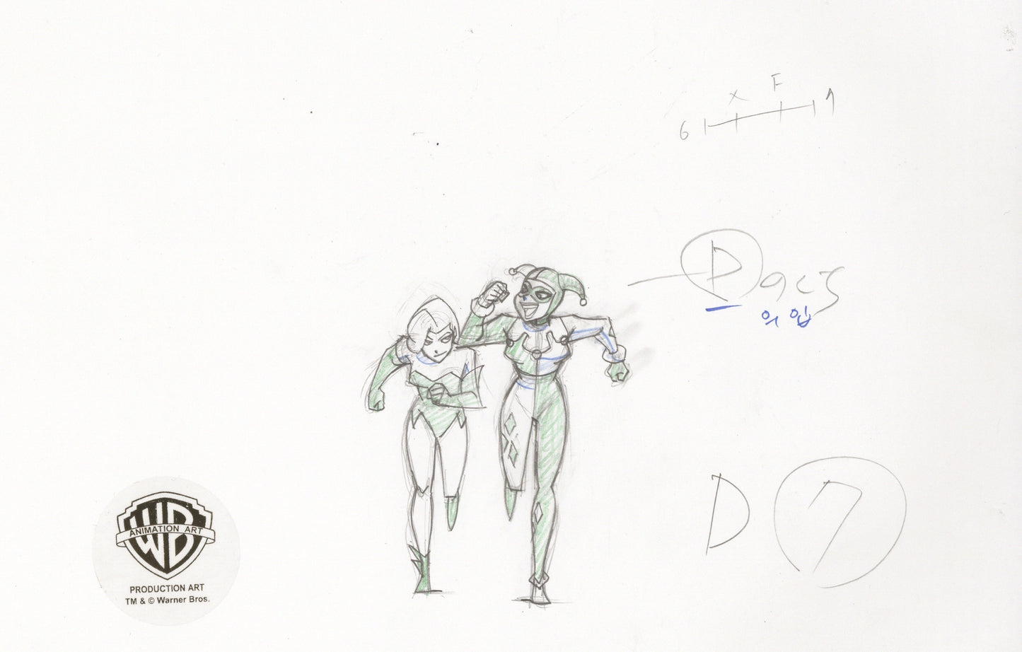 The New Batman Adventures Original Production Drawing: Poison Ivy and Harley Quinn