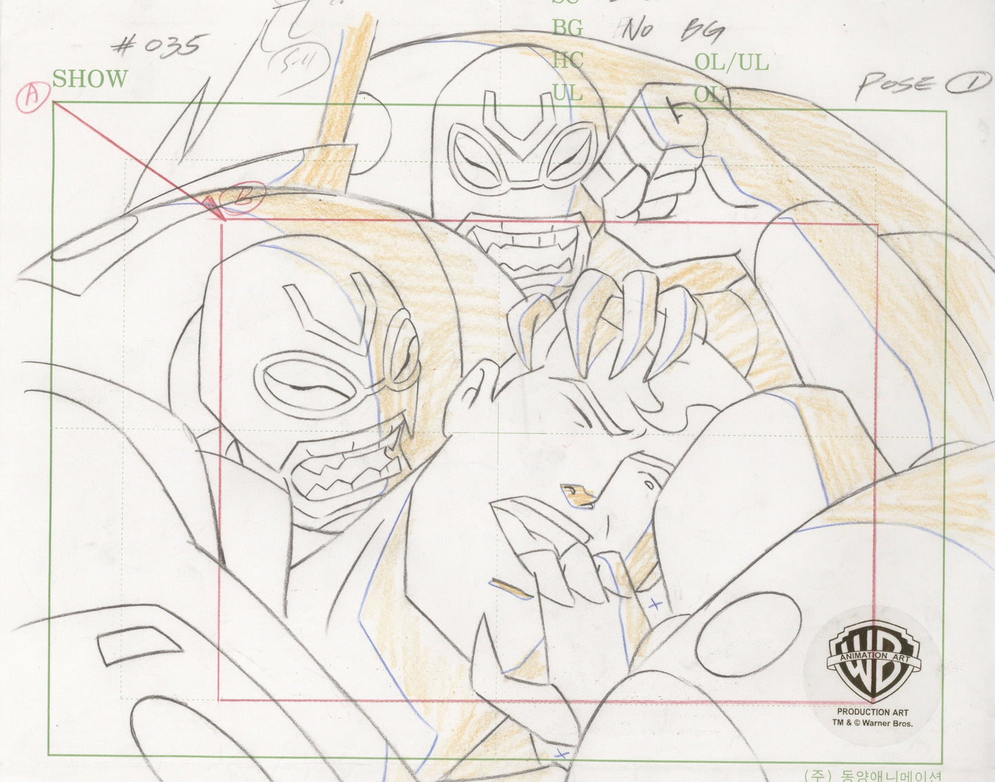Superman the Animated Series Original Production Drawing: Superman and the Parademons