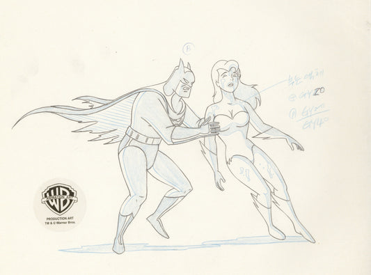 Batman The Animated Series Original Production Drawing: Batman and Poison Ivy