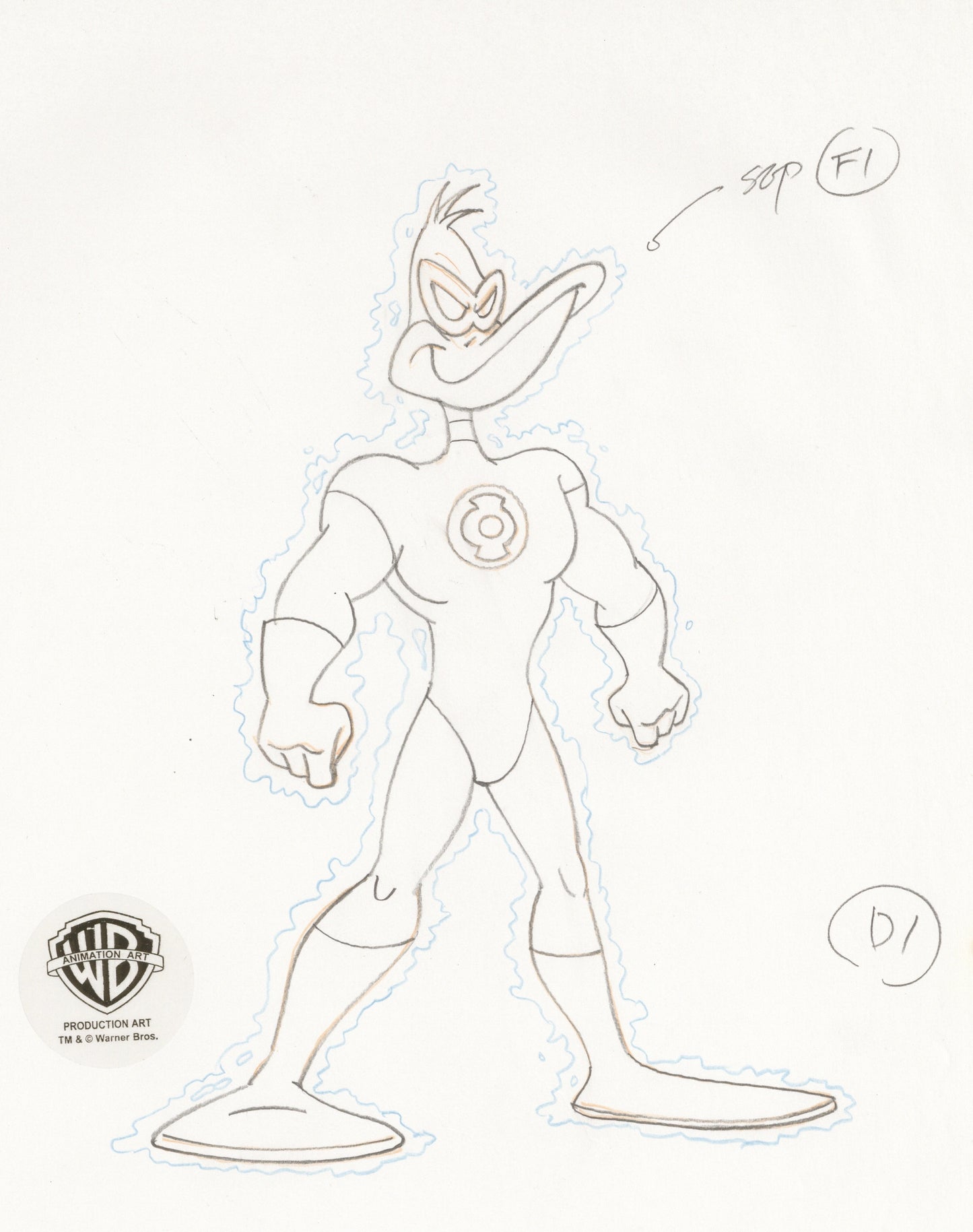 Duck Dodgers Original Production Drawing:  Green Loontern