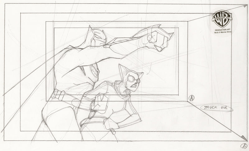 The Batman Original Production Drawing: Batman and Catwoman