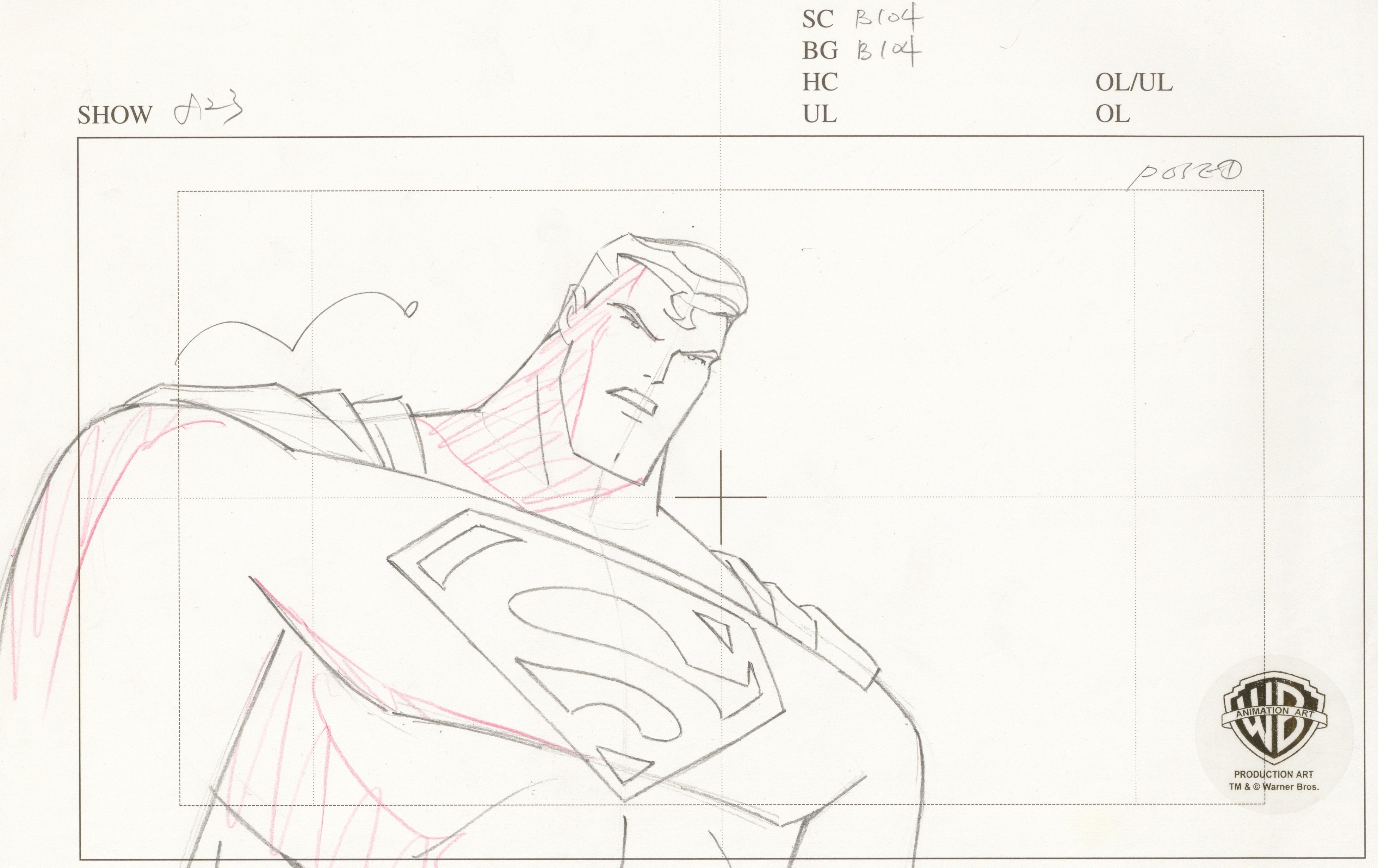 Justice League Original Production Drawing: Superman – Clampett Studio