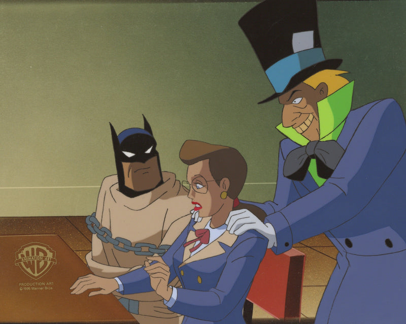 Batman The Animated Series Original Production Cel: Batman, Janet Van Dorn, and Mad-Hatter