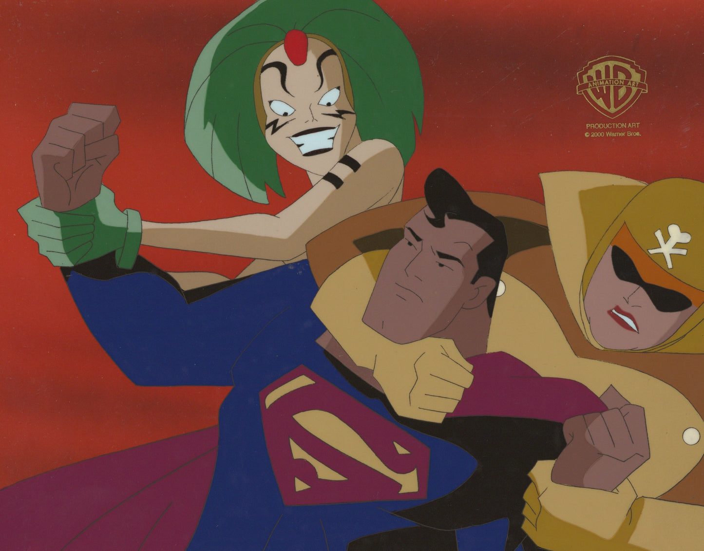 Superman the Animated Series Original Production Cel: Mad Harriet, Stompa, and Superman