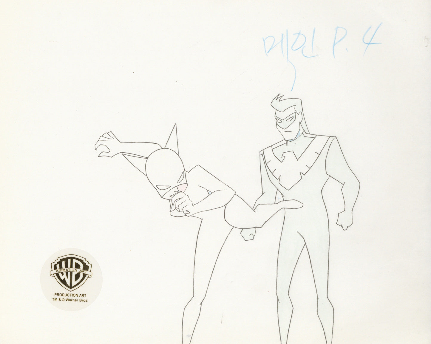 The New Batman Adventures Original Production Drawing: Catwoman and Nightwing