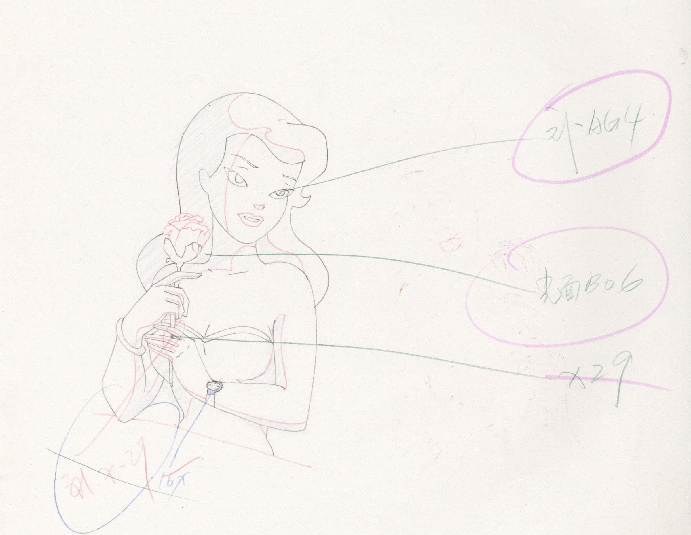 Batman The Animated Series Original Production Drawing Poison Ivy