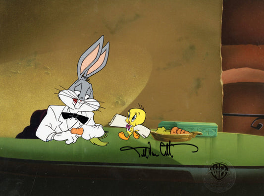 Looney Tunes Original Production Cel Signed By Darrell Van Citters: Bugs Bunny Tweety Bird