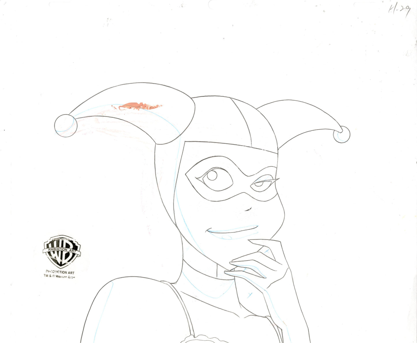 The New Batman Adventures Original Production Cel with Matching Drawing signed by Bruce Timm: Harley Quinn