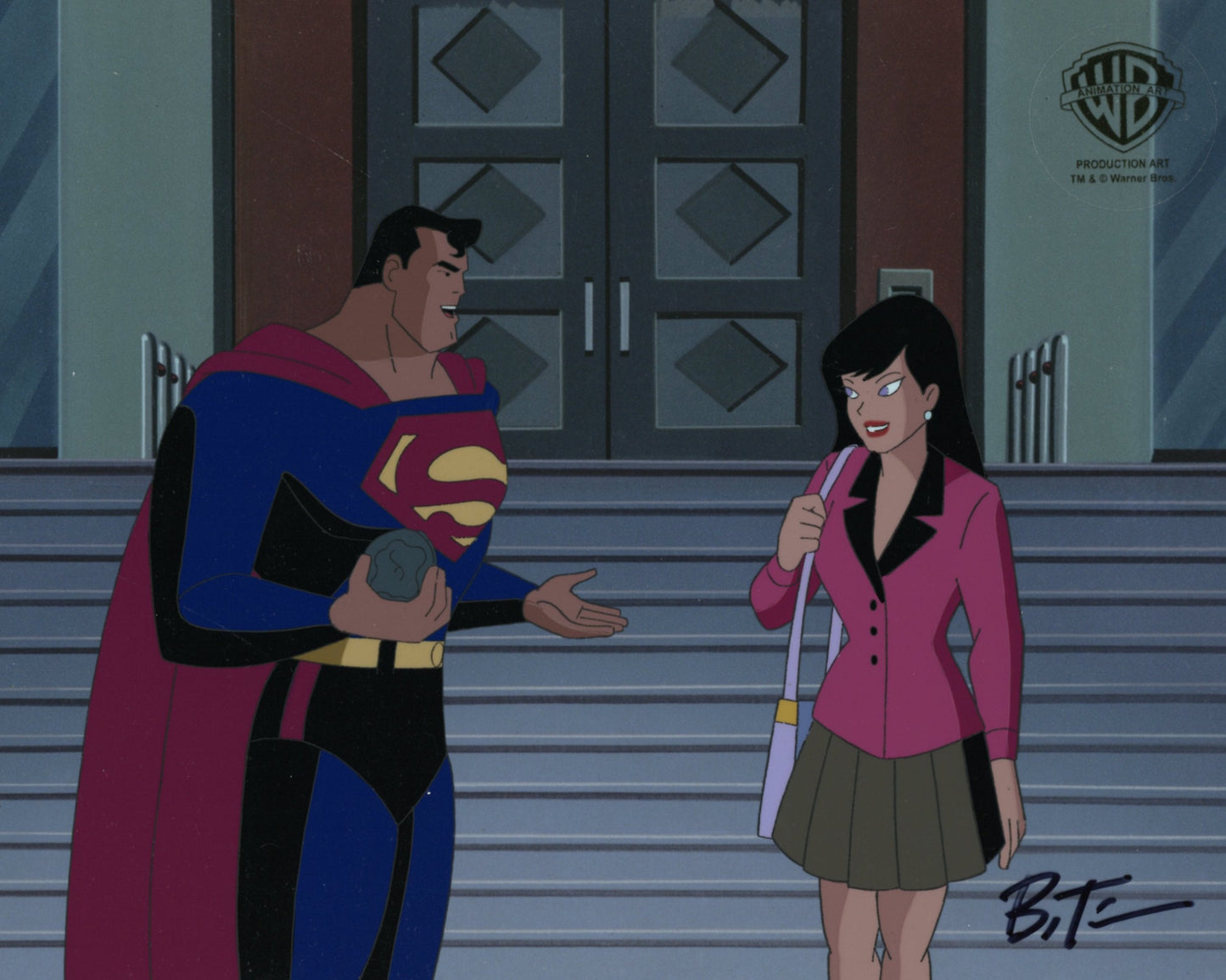 Superman the Animated Series Original Production Cel signed by Bruce Timm: Superman and Lois Lane