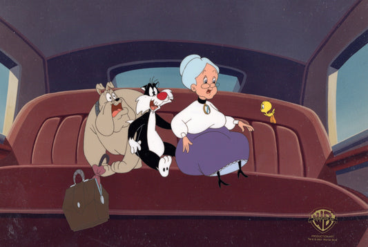 Sylvester and Tweety Mysteries Original Production Cel: Granny, Hector, Sylvester, Tweety