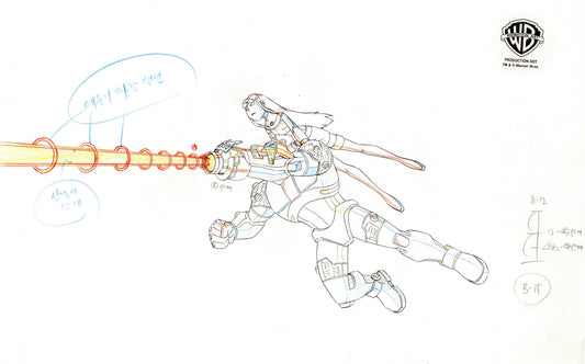 Teen Titans Original Production Drawing: Starfire and Cyborg