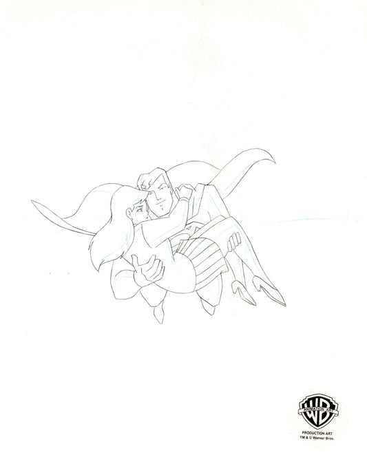 Superman the Animated Series Original Production Drawing: Superman and Lois Lane