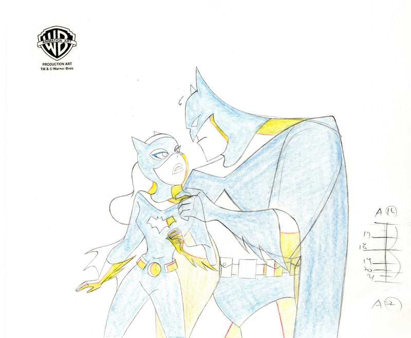 The New Batman Adventures Original Production Drawing: Batman and Batgirl