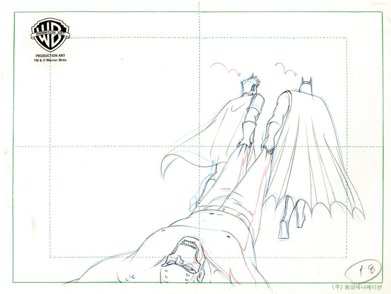 Batman The Animated Series Original Production Drawing: Batman, Robin, Killer Croc